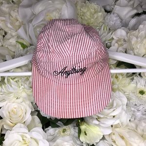 Anything Cursive Red & White Striped Hat